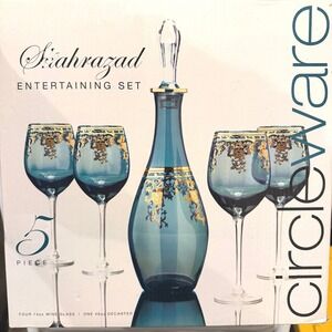 Circleware Shahrazad 5-Piece Entertaining Set Decanter & 4 Goblets